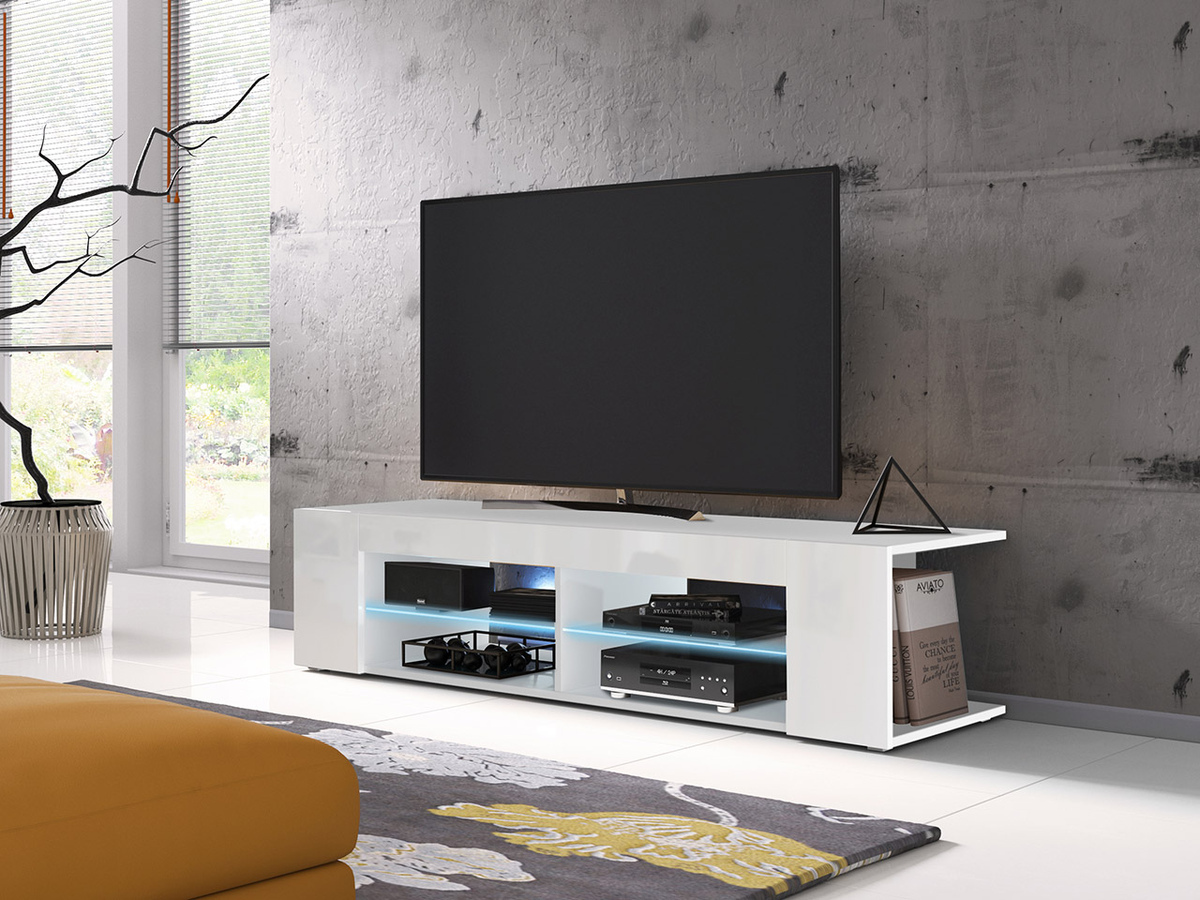 TV-meubel Ver I (Wit + Glanzend wit)