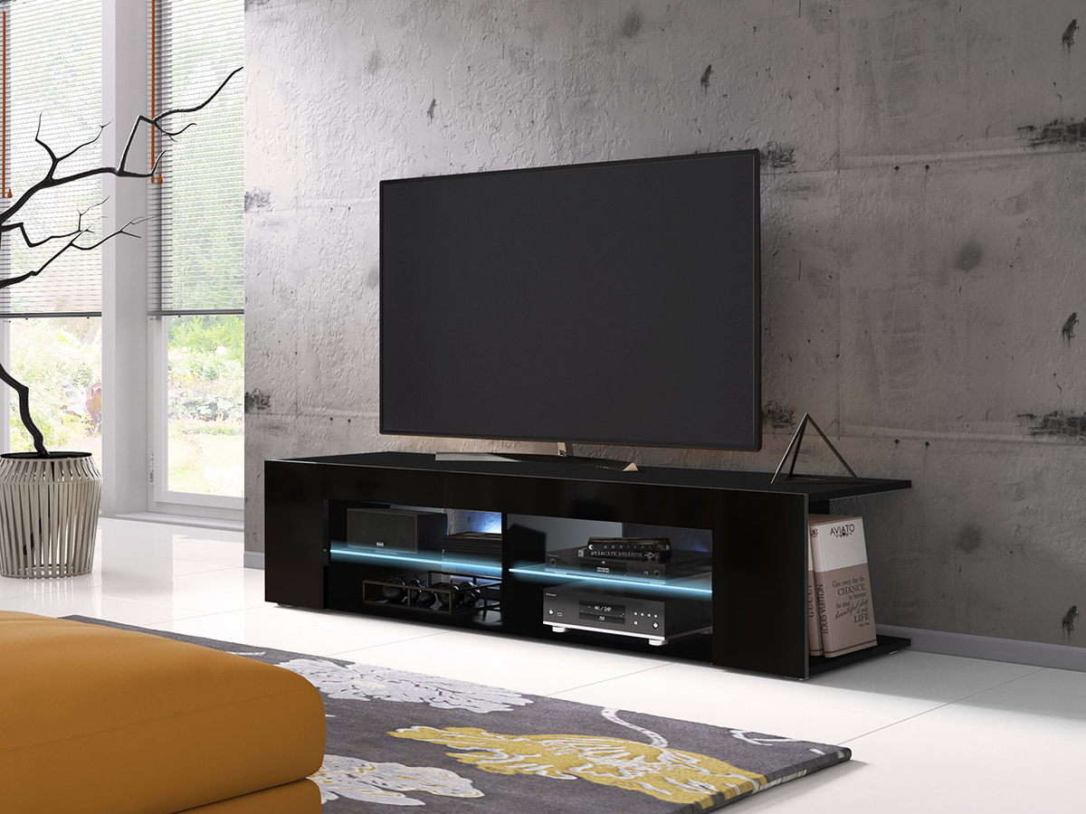 TV-meubel Ver I (Zwart + Glanzend zwart)
