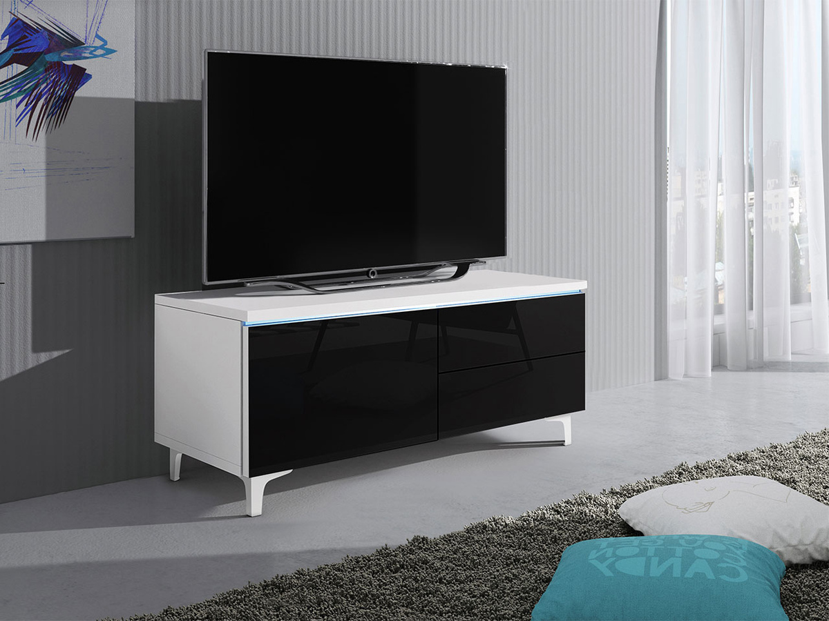 TV-meubel Uva III (Wit + Glanzend zwart)