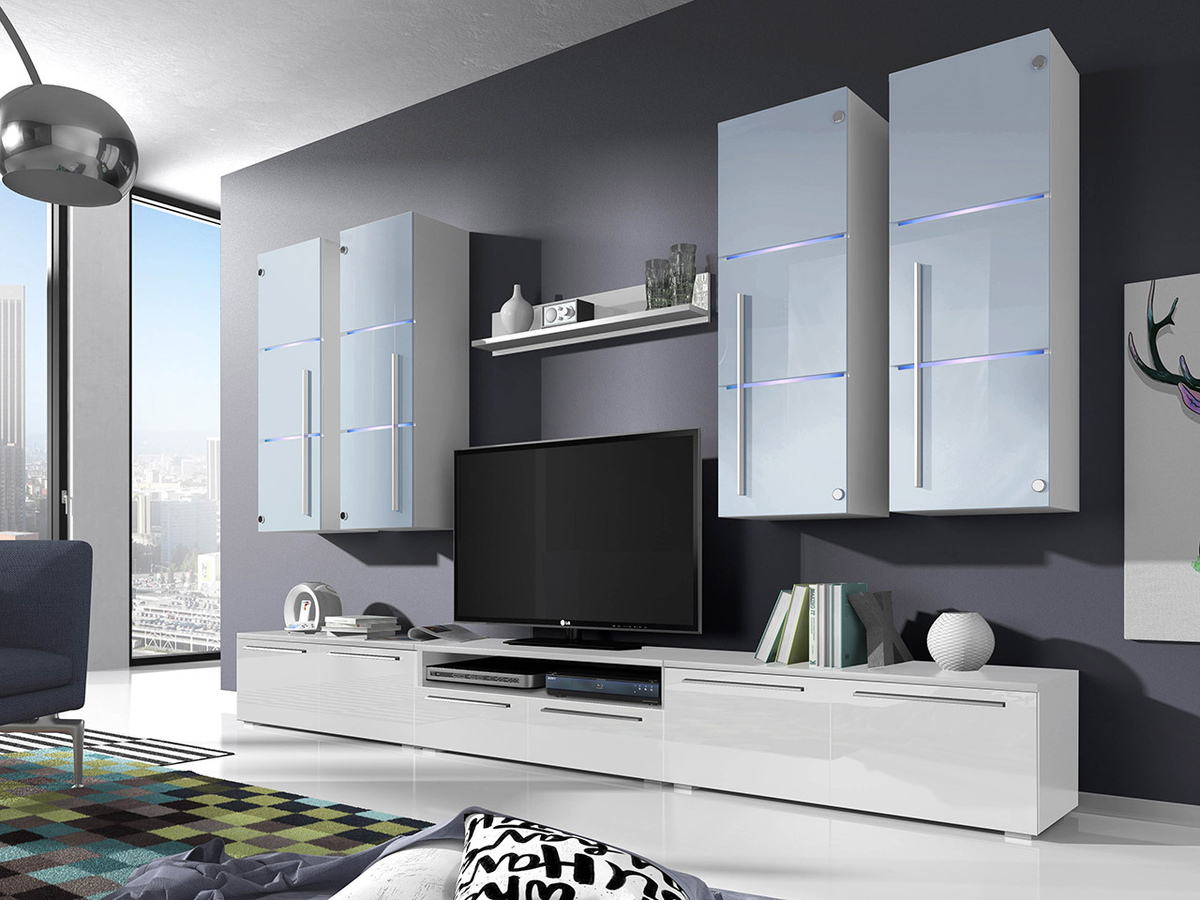 Woonkamerset Flos (Wit + Glanzend wit)