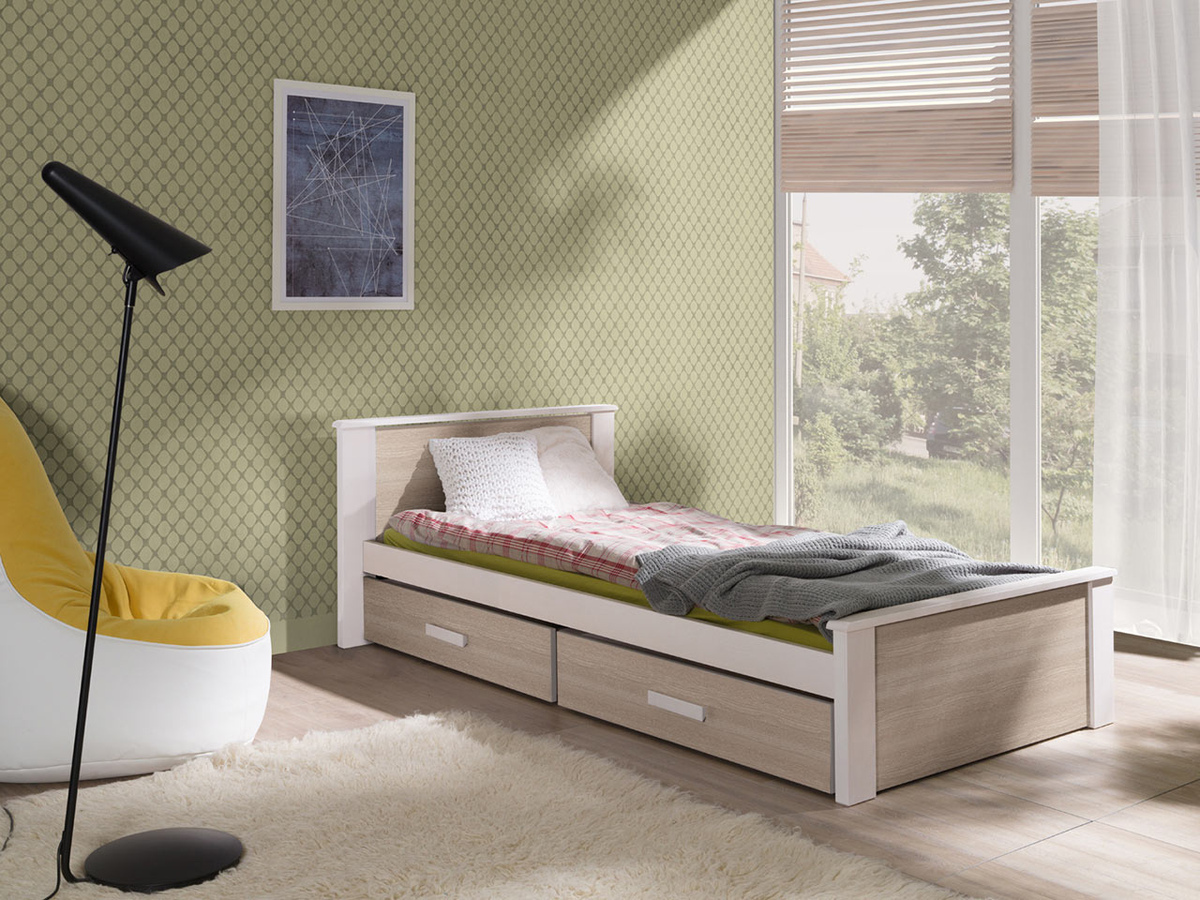 Bed Henderson 116 (Wit + Sonoma eik)