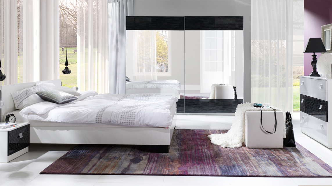 Nachtkastje Murrieta 111 (Glanzend wit + Glanzend zwart)