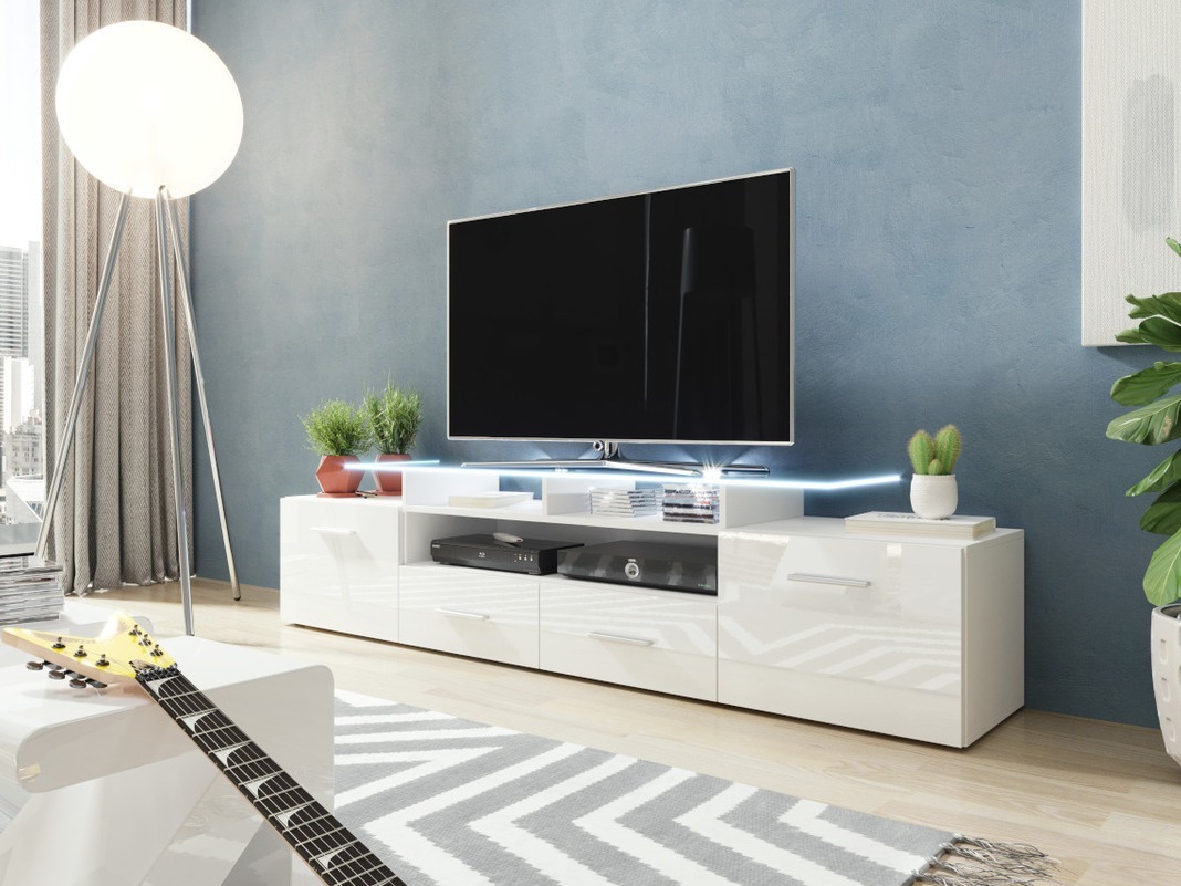 TV-meubel Charlotte 117 (Wit + Glanzend wit)