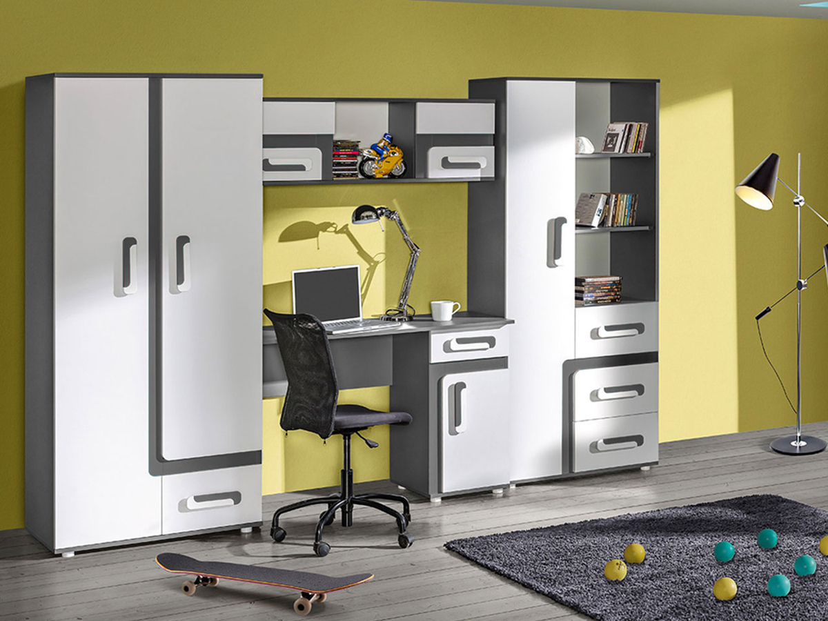 De reeks van de kinderkamer Aviseve 108 (Antraciet + Wit)