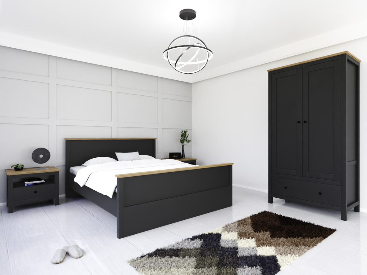 Slaapkamerset Sordoro 123 (Grafiet + Artisan eiken)