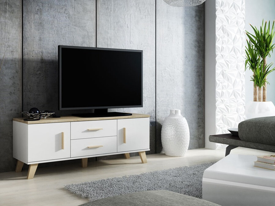 TV-meubel Larfloi 103 (Wit + Sonoma eik)