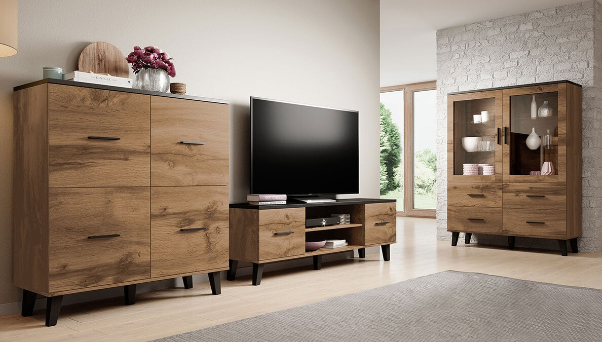 Boekenkast Larfloi 110 (Wotan eik + Zwart)