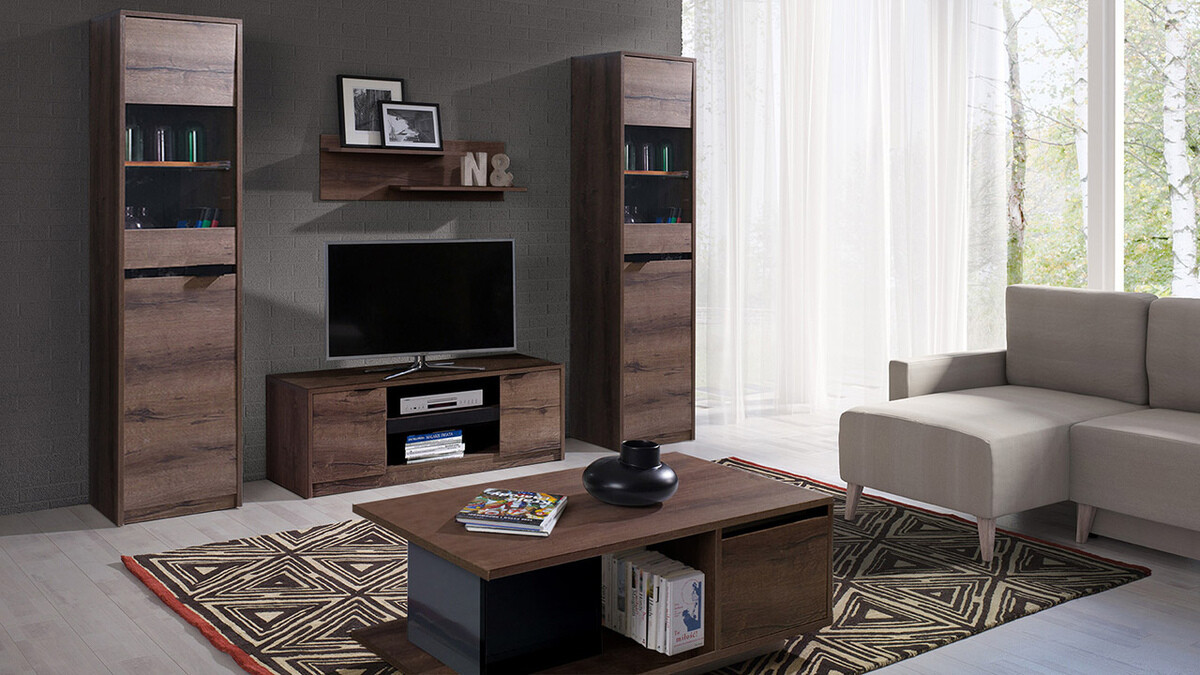 Salontafel Fivelbo 103 (Klooster eik + Glanzend zwart)