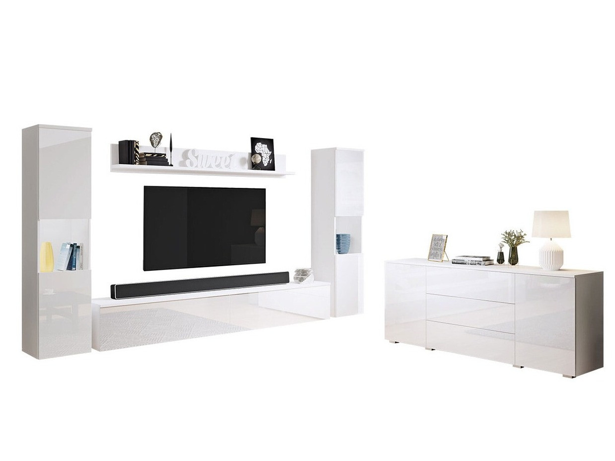 Woonkamerset Sarasota 133 (Wit + Glanzend wit)