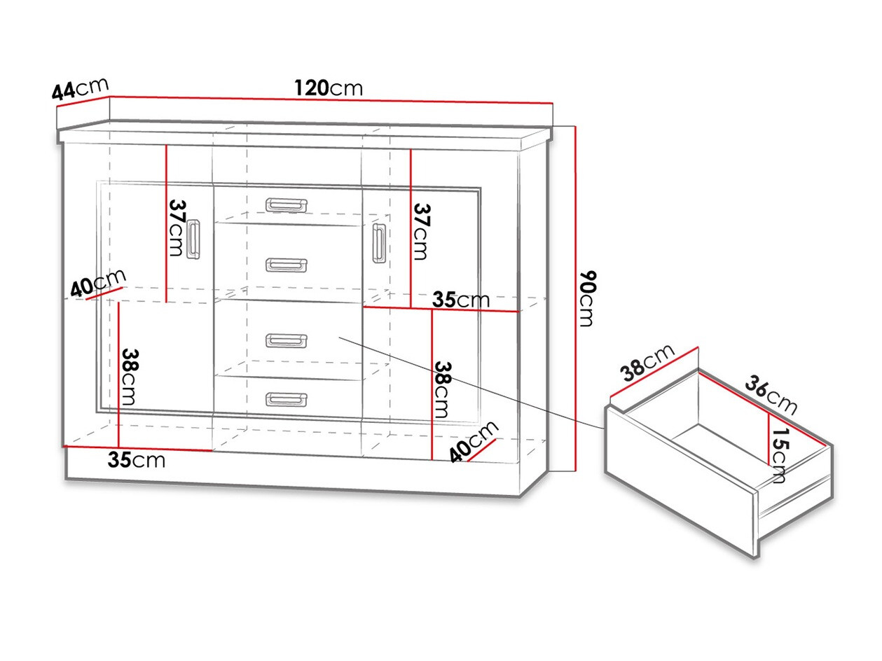 Ladekast Lircava 104 (Lefkas eik)