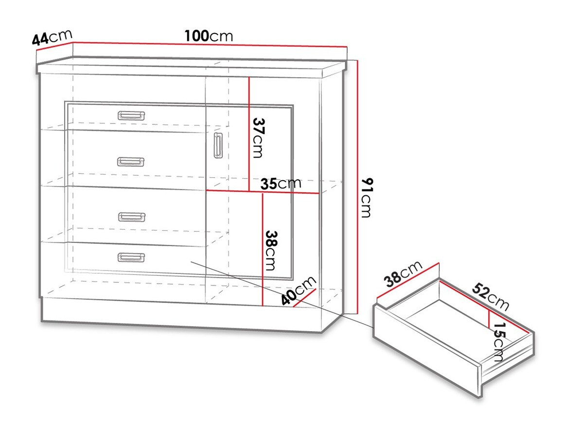Ladekast Lircava 117 (Lefkas eik)