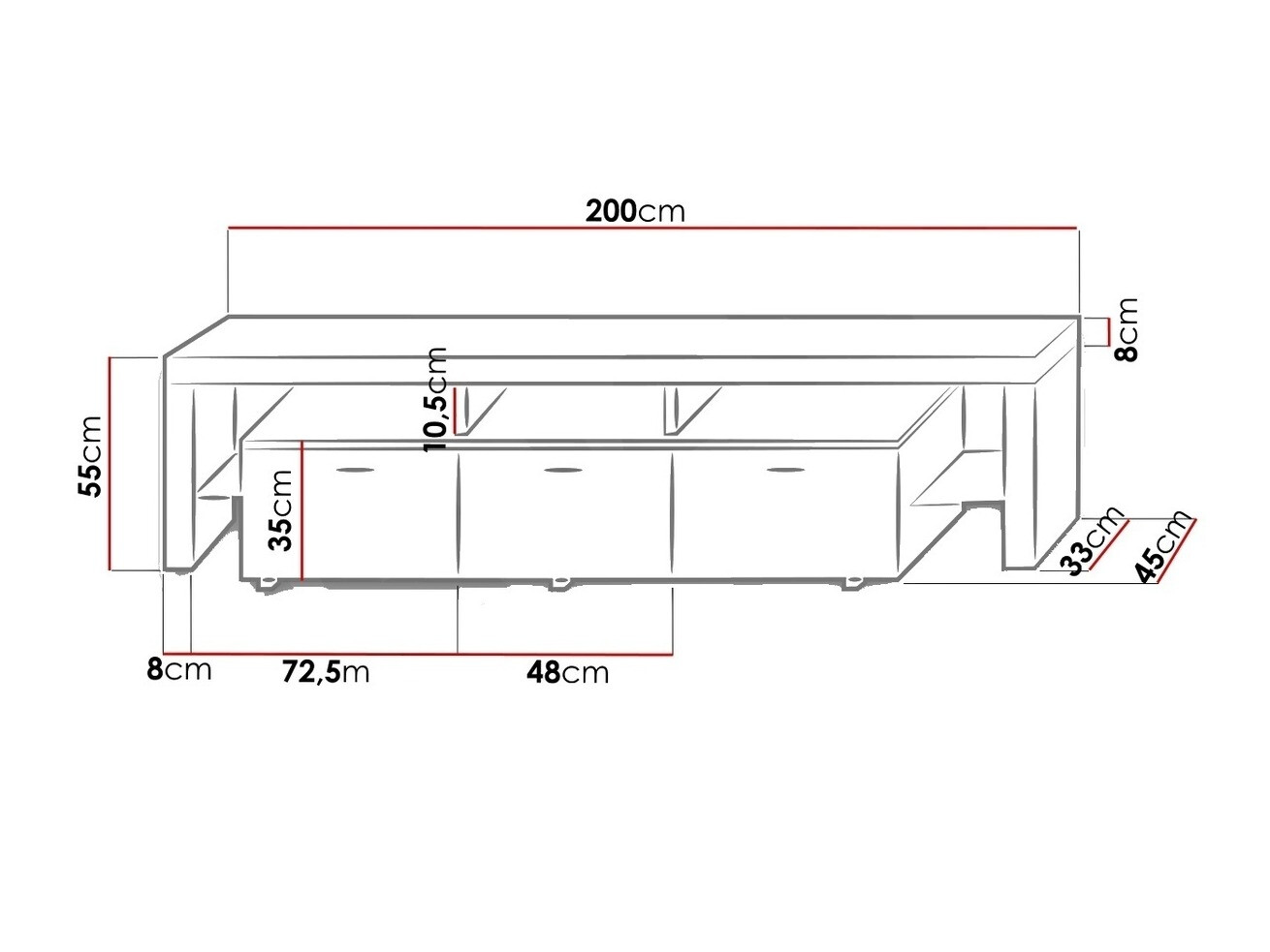 TV-meubel Arbor (Wit + Glanzend zwart)