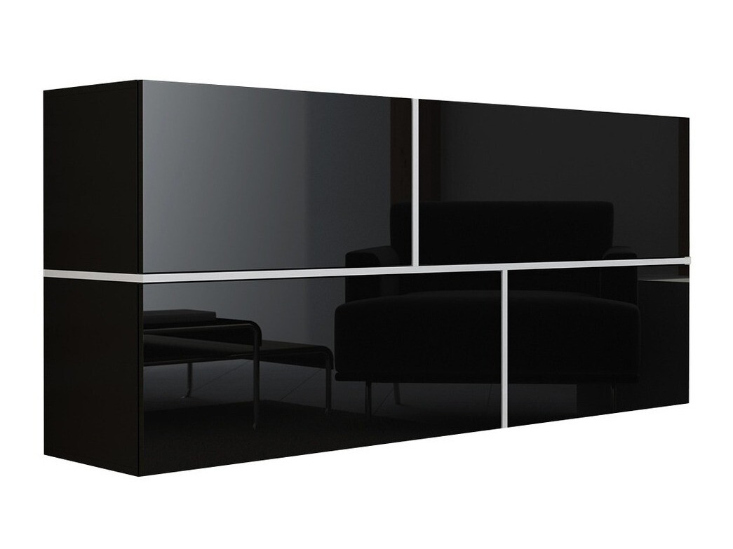 Wandkast Charlotte 100 (Zwart + Glanzend zwart + Wit)