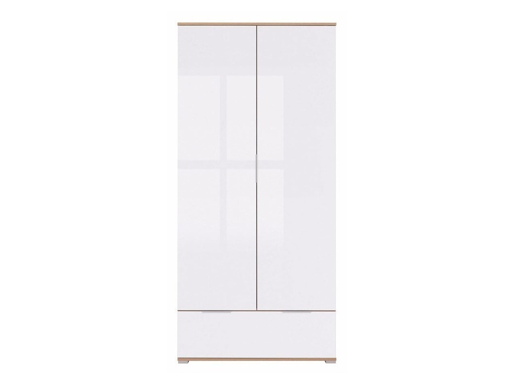 Kledingkast Tivetra 111 (Wotan eik + Glanzend wit)