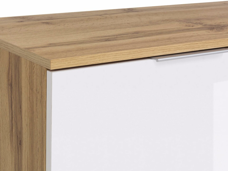 Kledingkast Tivetra 111 (Wotan eik + Glanzend wit)