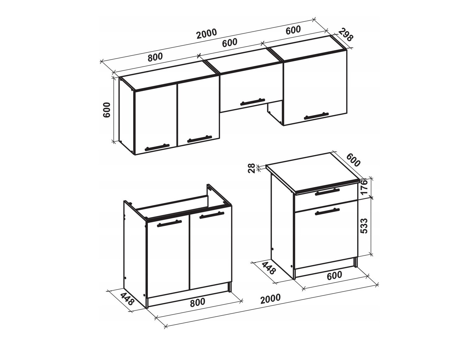 Keukenset Houston 857 (Glanzend wit + Sonoma eik)