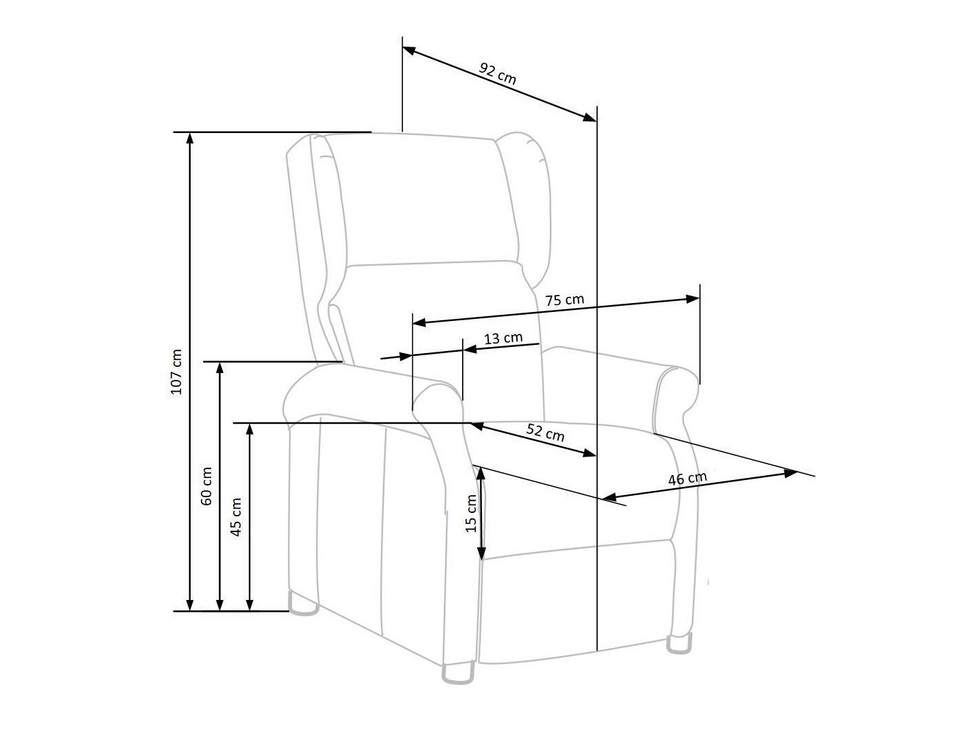 Relaxfauteuil Houston 854 (Grijs)