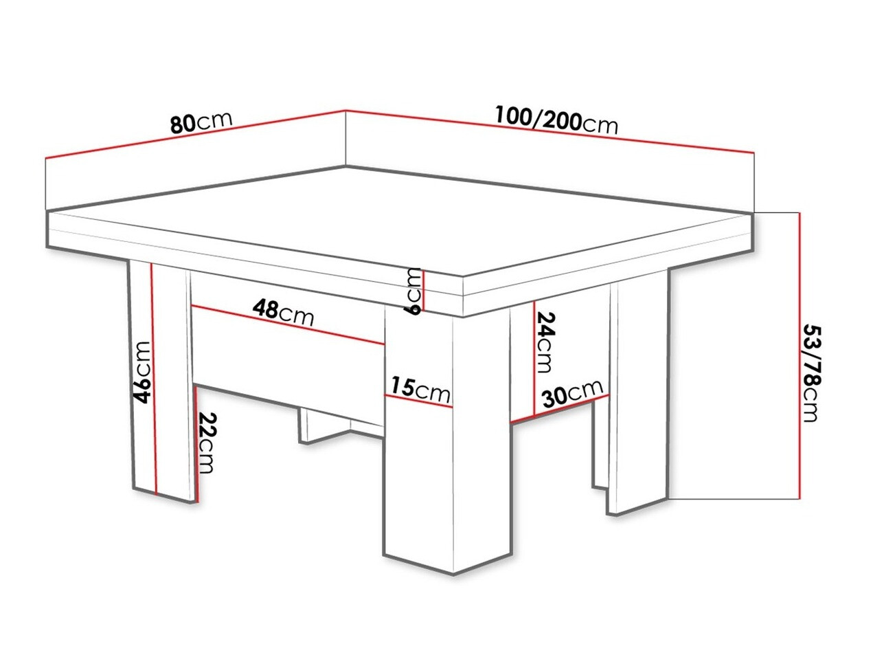 Transformeerbare salontafel Stanton 102 (Wit)