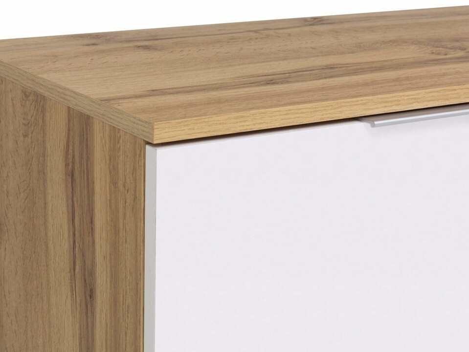 Ladekast Tivetra 101 (Wotan eik + Glanzend wit)