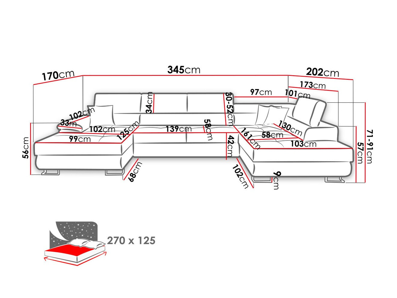 Hoekbank Comfivo 190 (Magic Velvet 2217 + Magic Velvet 2219)