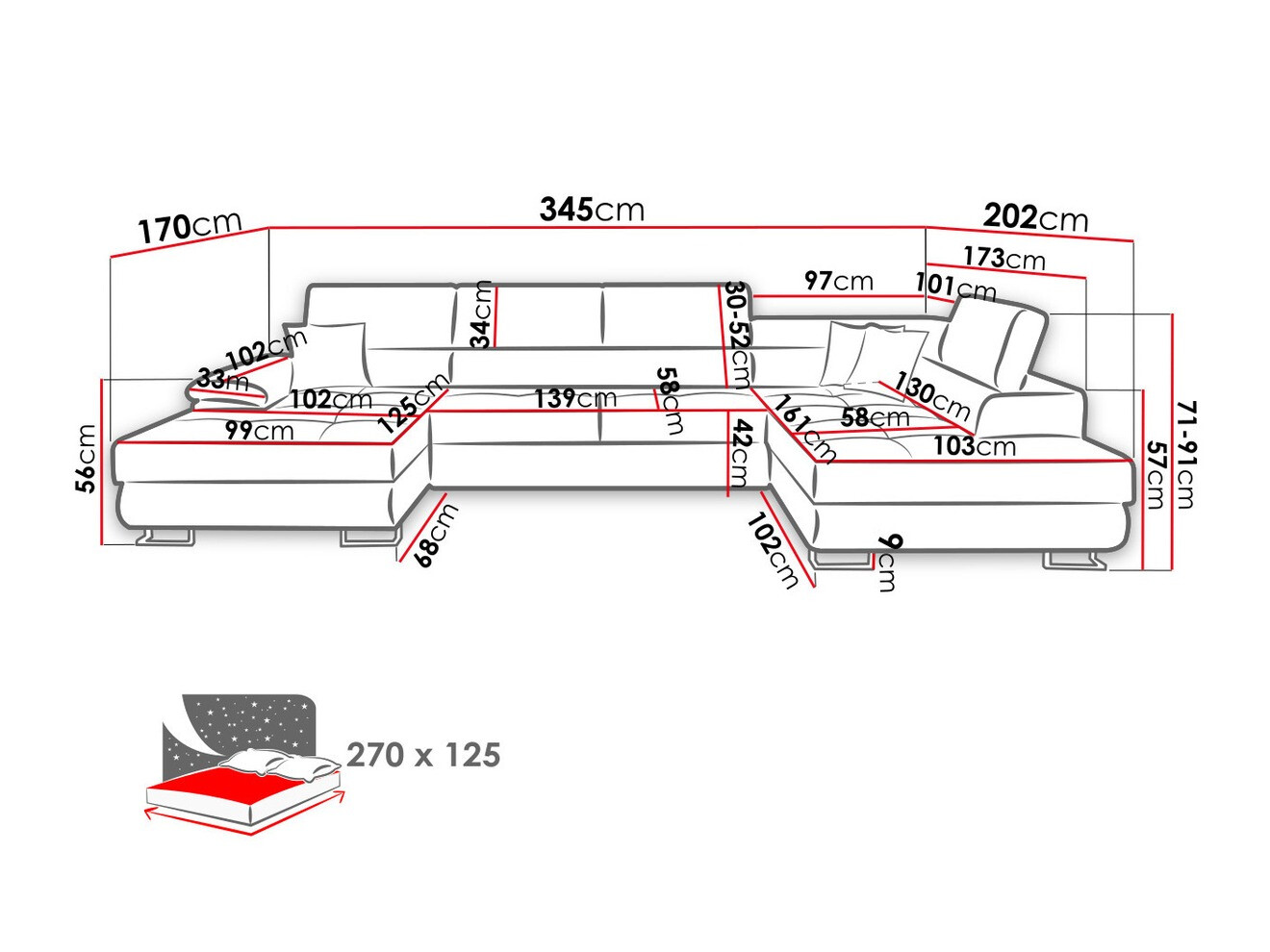 Hoekbank Comfivo 190 (Soft 011 + Lux 06 + Soft 011)