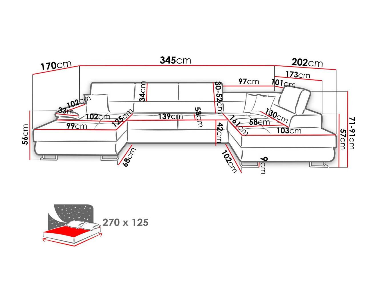 Hoekbank Comfivo Ruta IV (Soft 017 + Lux 06 + Soft 017)