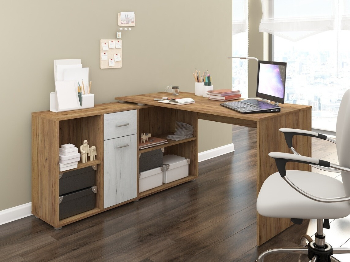 Hoekbureau Gilroy 113 (Craft eiken + Ambachtelijk wit)