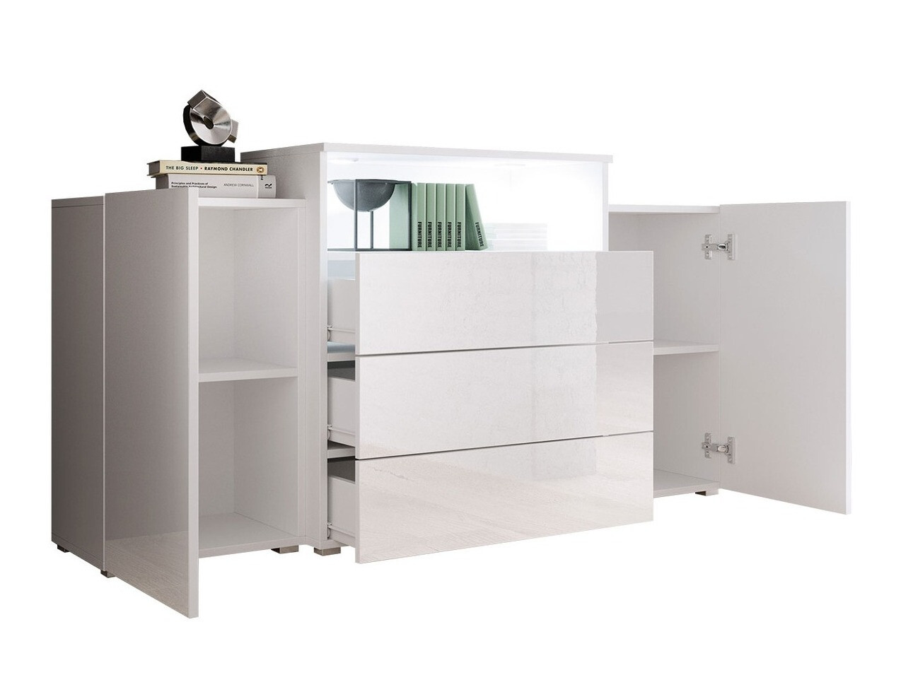 Ladekast Sarasota 127 (Wit + Glanzend wit)