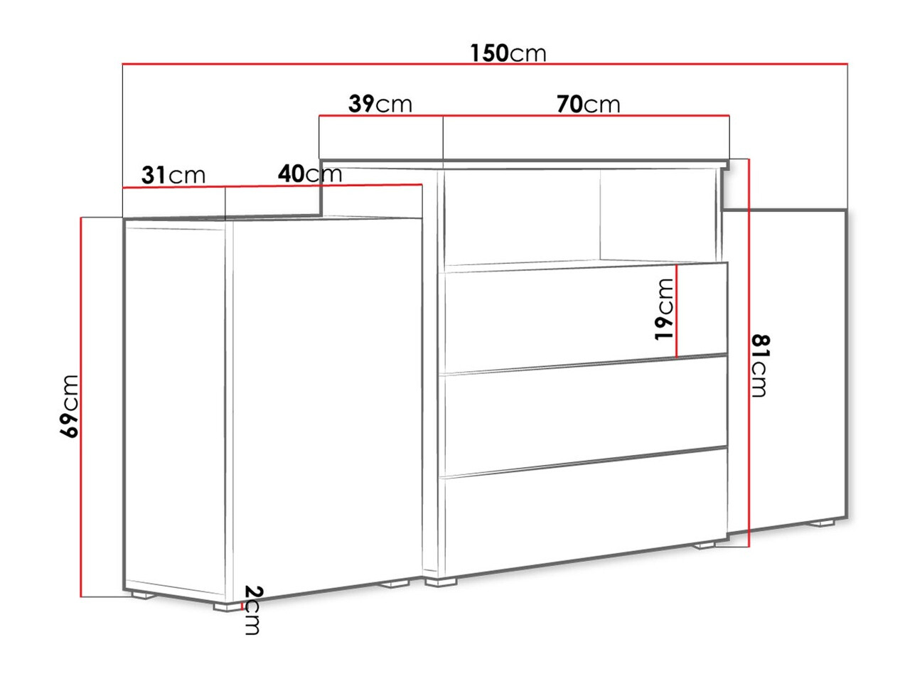 Ladekast Sarasota 127 (Wotan eik)