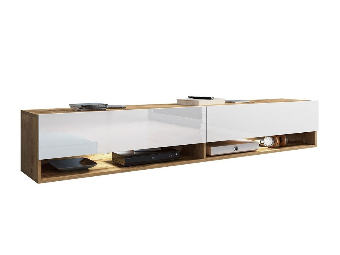 TV-meubel Sarasota 119 (Wotan eik + Glanzend wit)