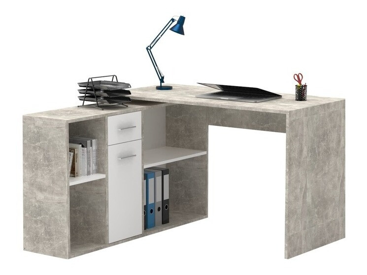 Hoekbureau Bristol 122 (Beton + Wit)