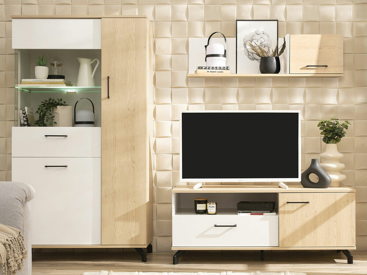 Boekenkast Omaha S104 (Wit + Licht eiken)