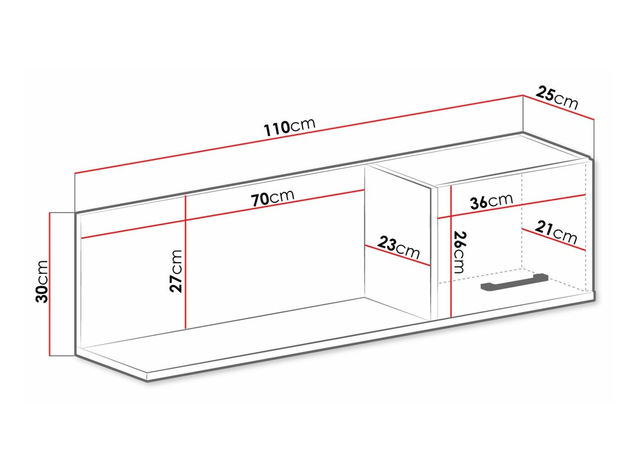 Wandplank Omaha S111 (Wit + Licht eiken)