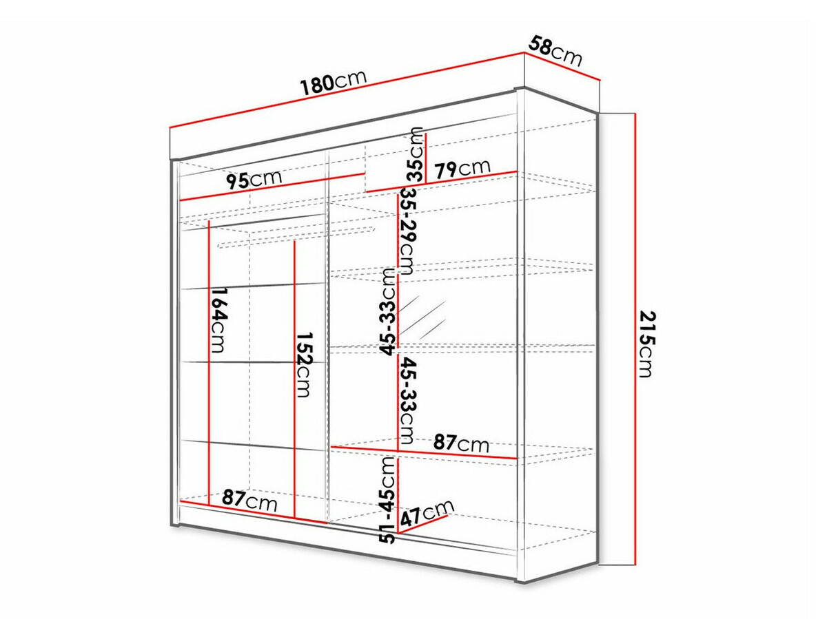 Kledingkast Closico 142 (Zwart + Wit)