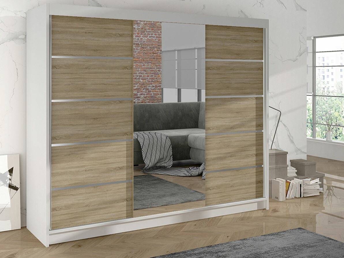 Kledingkast Closico Durion IV (Wit + Sonoma eik)