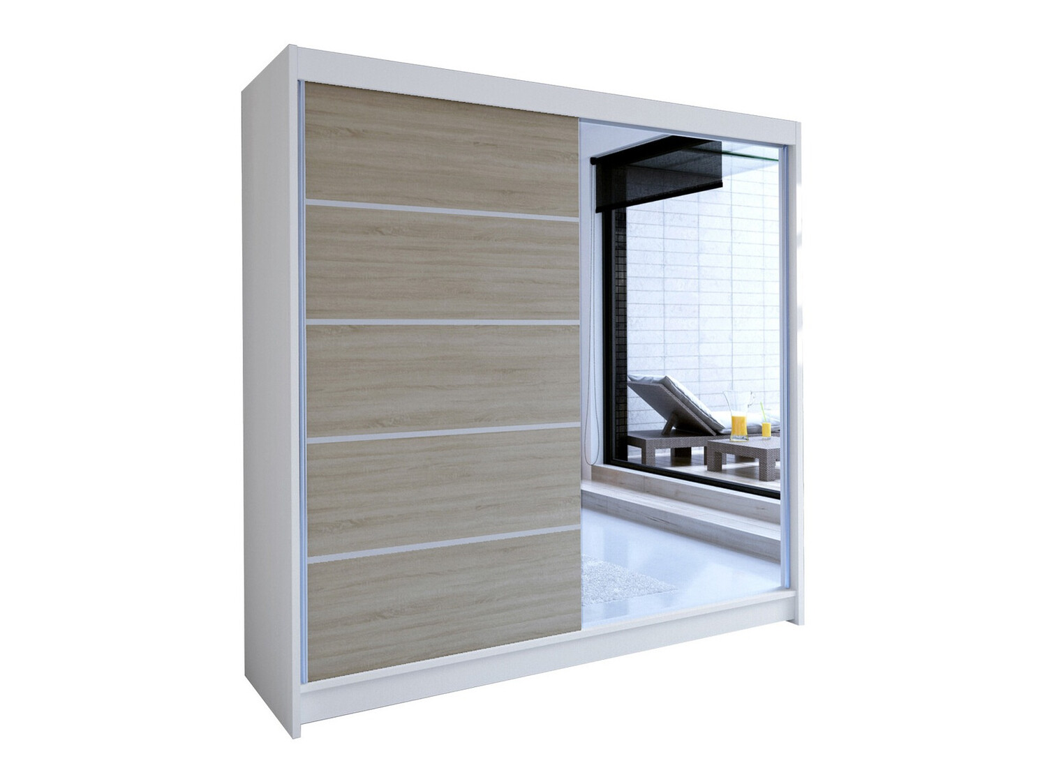 Kledingkast Closico 142 (Wit + Sonoma eik)