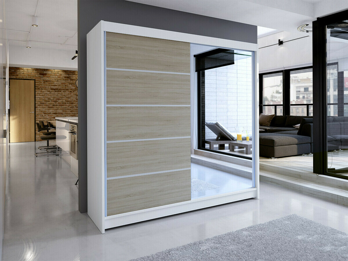 Kledingkast Closico Cavaris III (Wit + Sonoma eik)