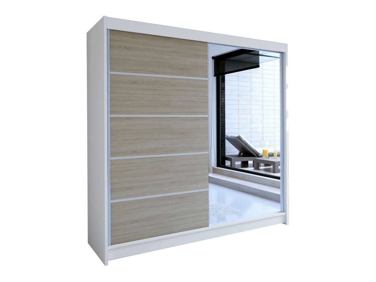 Kledingkast Closico Cavaris III (Wit + Sonoma eik)