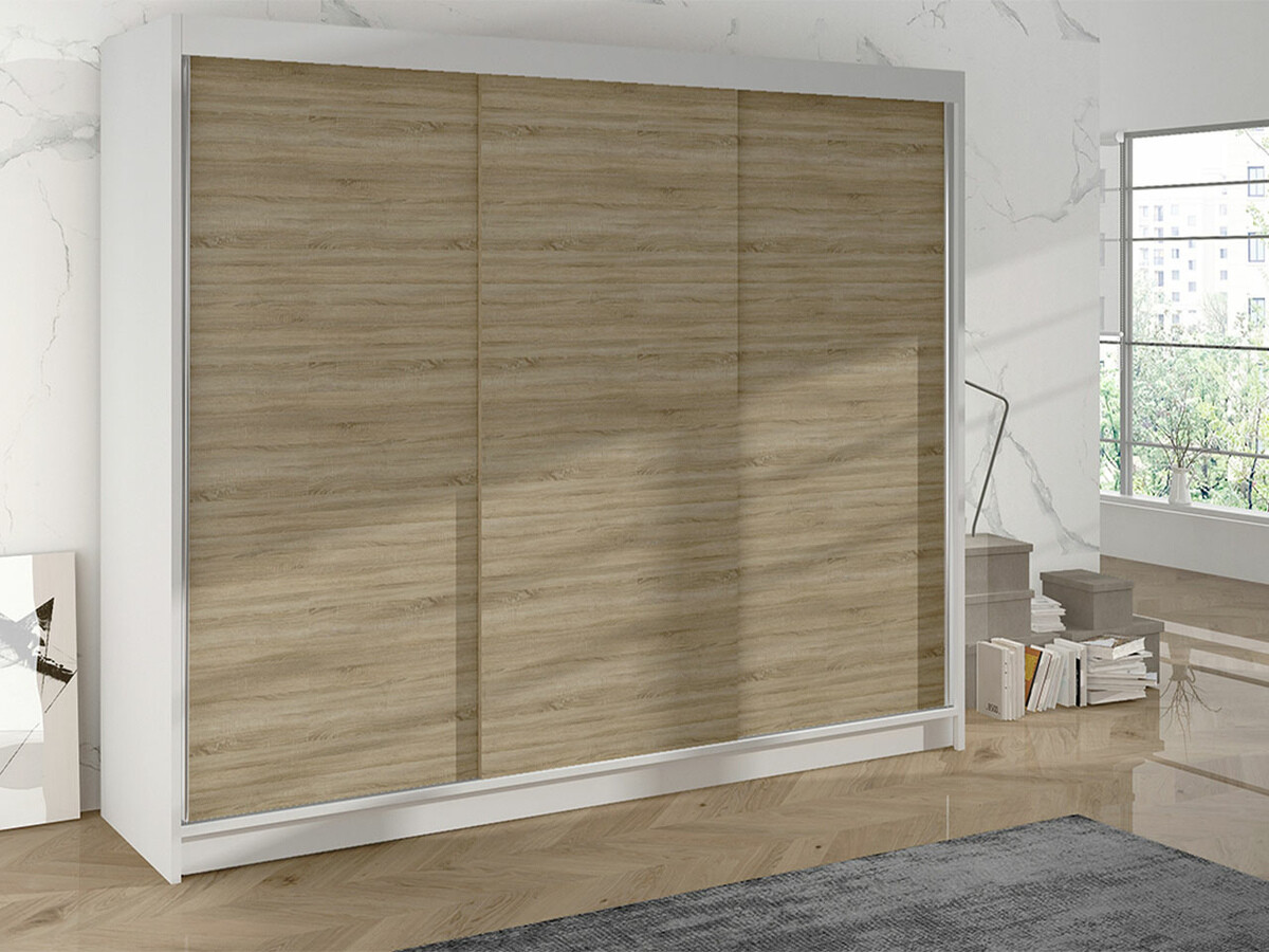 Kledingkast Closico Durion II (Wit + Sonoma eik)