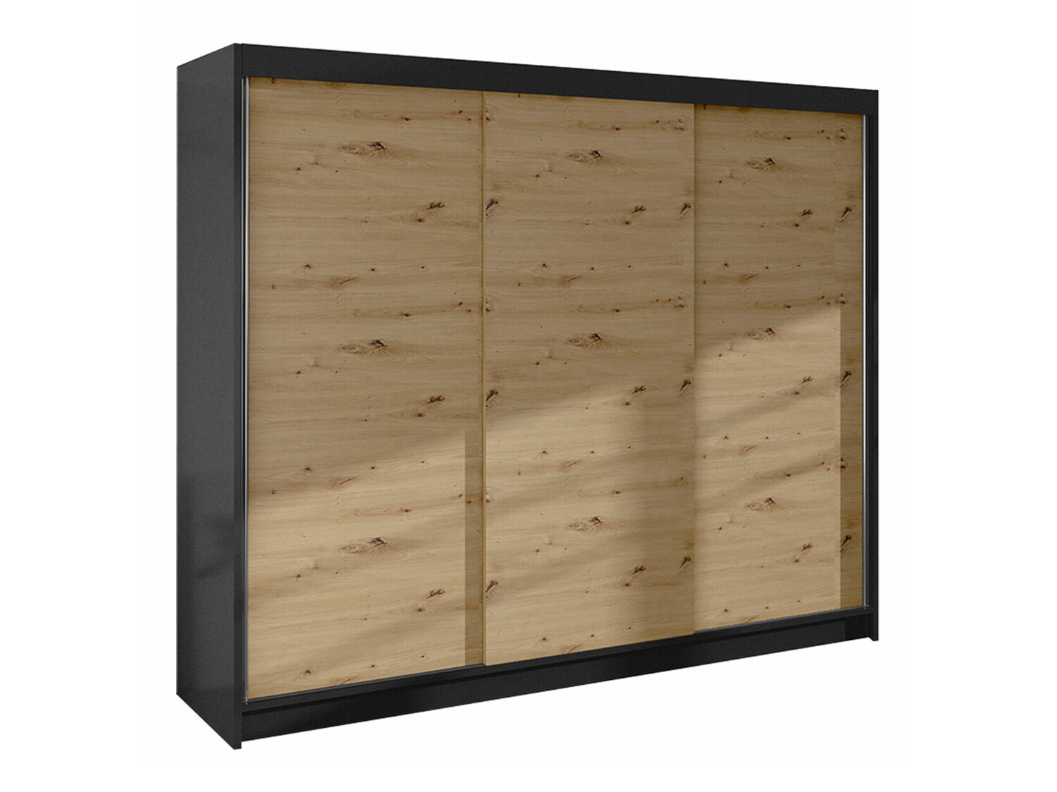 Kledingkast Closico Durion II (Zwart + Artisan eiken)