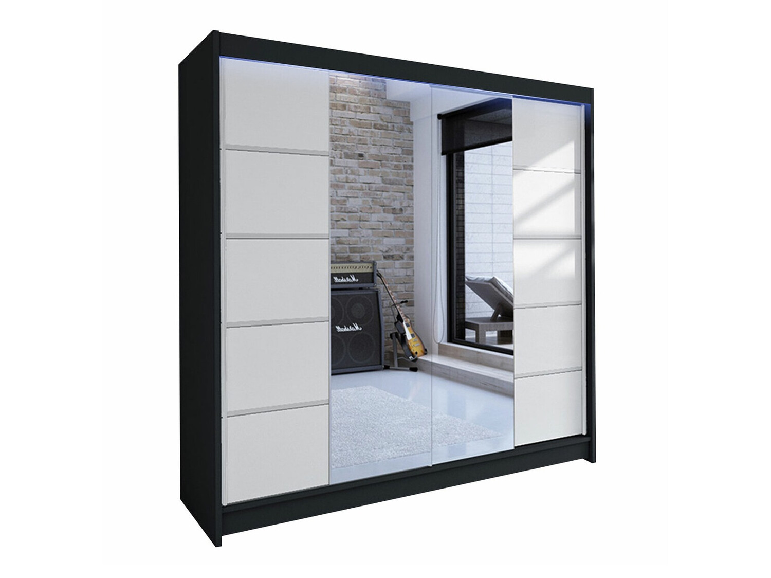 Kledingkast Closico Cavaris V (Zwart + Wit)