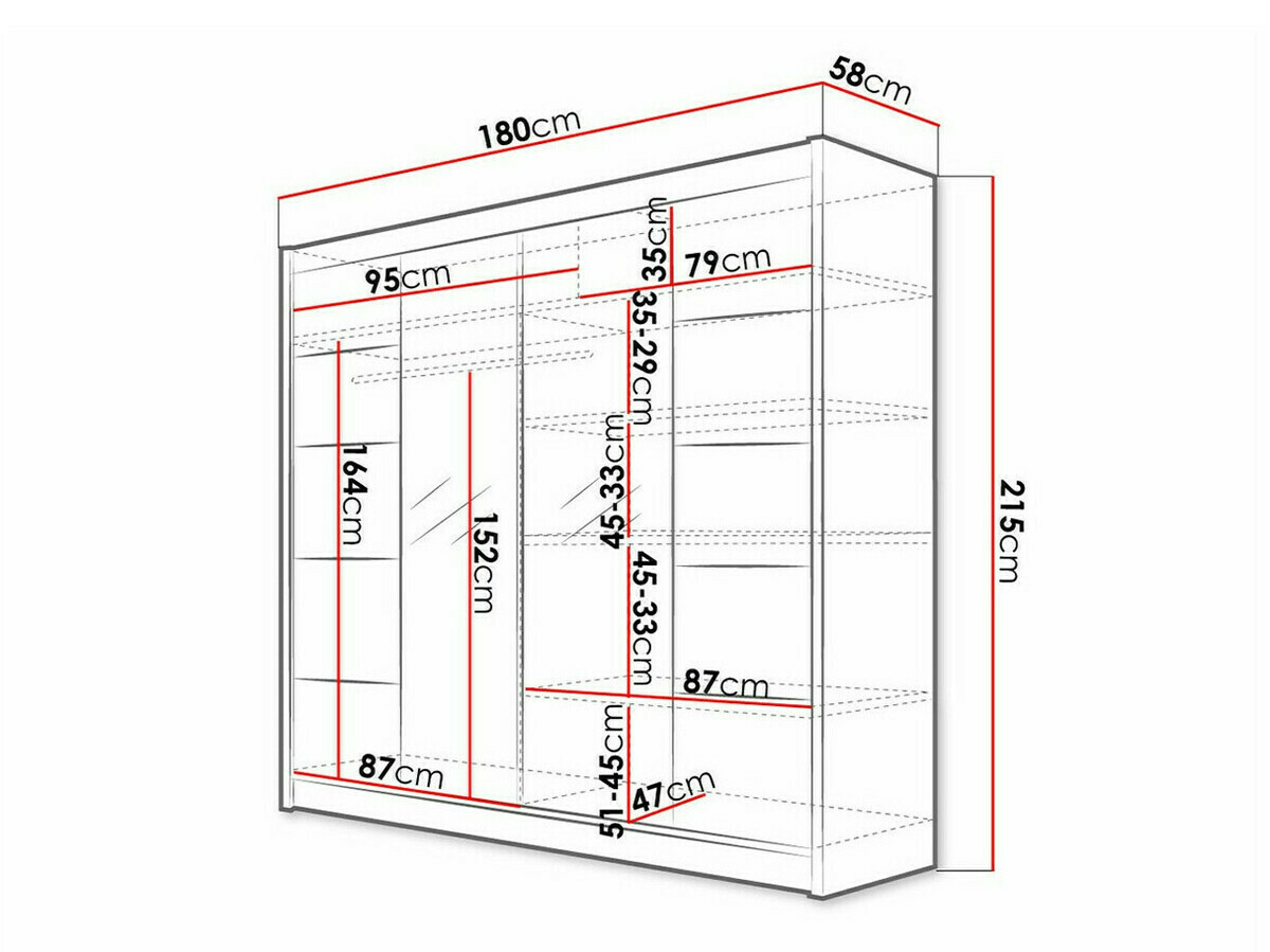 Kledingkast Closico Cavaris V (Wit + Sonoma eik)