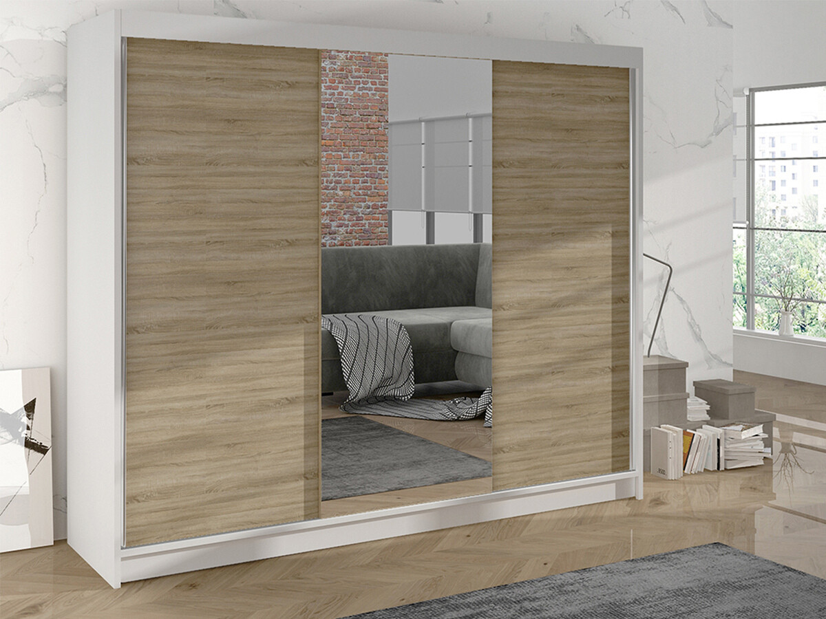 Kledingkast Closico Durion I (Wit + Sonoma eik)