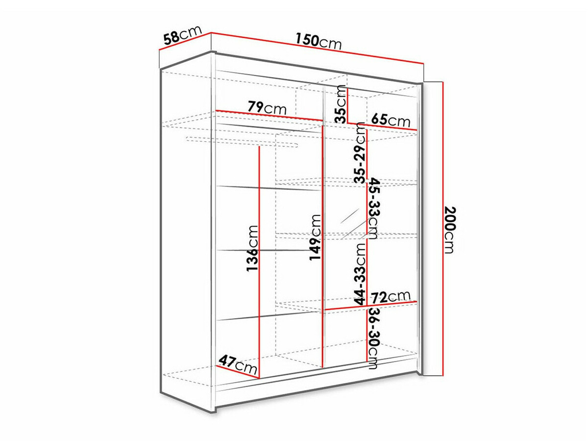 Kledingkast Closico Vastor III (Wit + Sonoma eik)