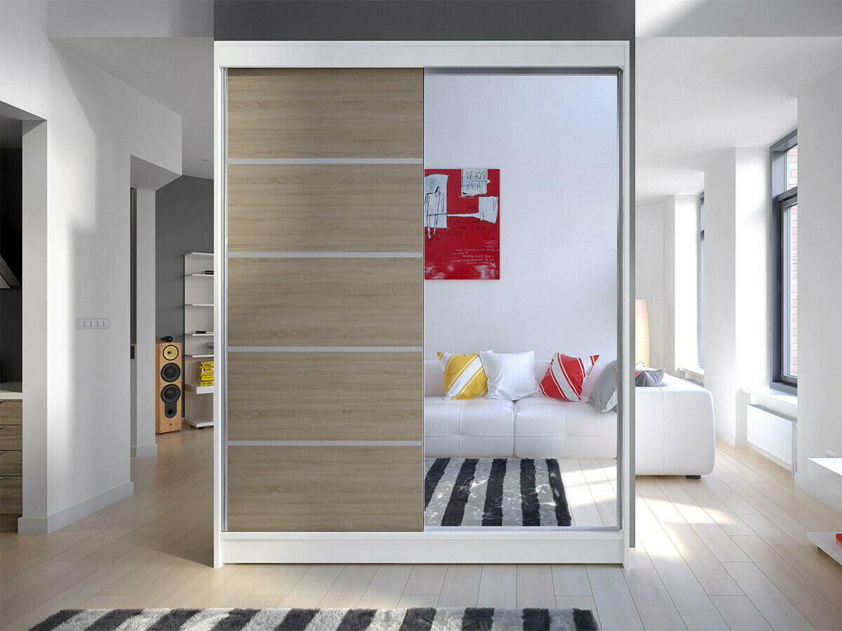 Kledingkast Closico Vastor III (Wit + Sonoma eik)