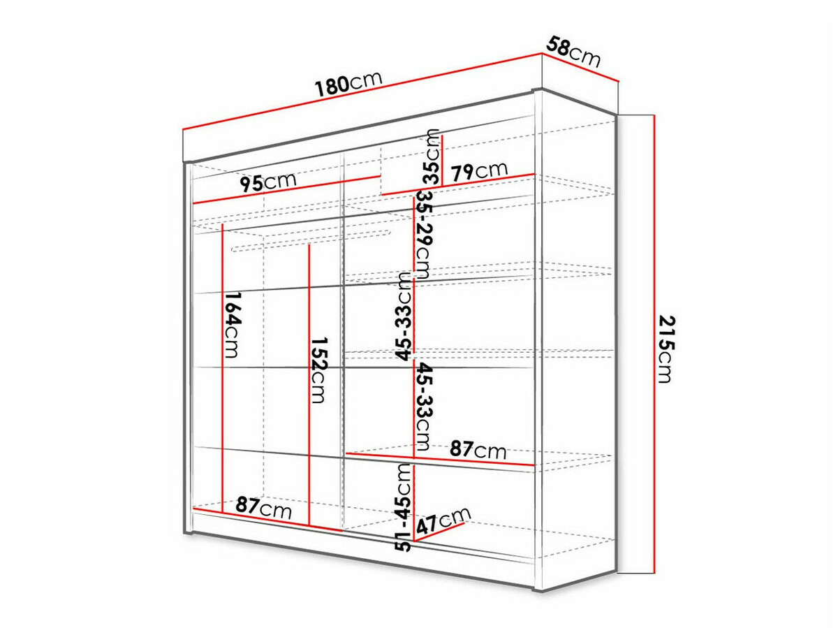 Kledingkast Closico 153 (Zwart + Wit)