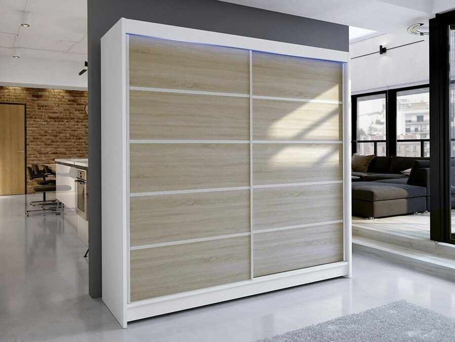 Kledingkast Closico Cavaris IV (Wit + Sonoma eik)