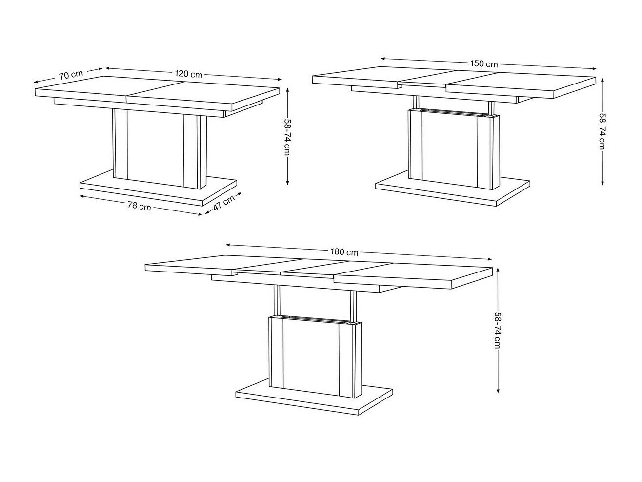Transformeerbare salontafel Glendale 103 (Sonoma eik + Wit)