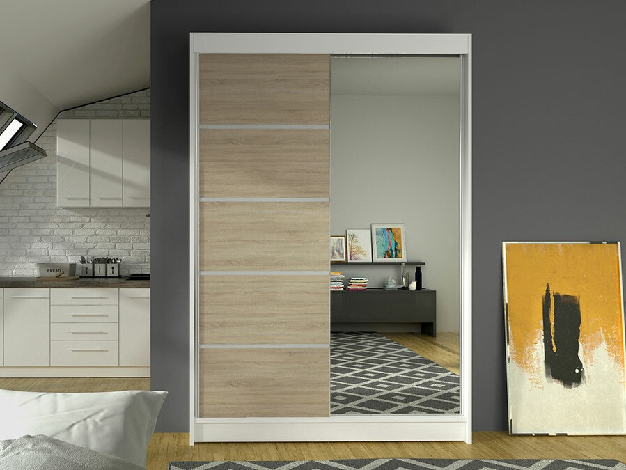 Kledingkast Closico Salvor III (Wit + Sonoma eik)