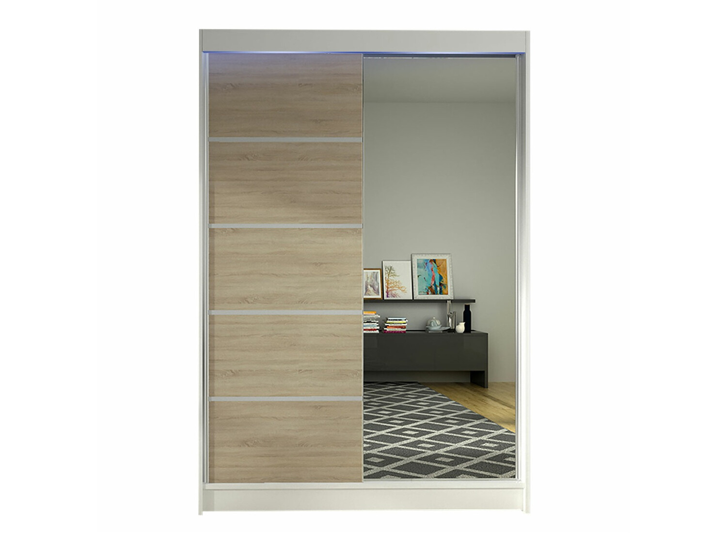 Kledingkast Closico Salvor III (Wit + Sonoma eik)